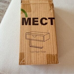 New in box White wood minimalist Toilet Paper Holder with drawer compartment